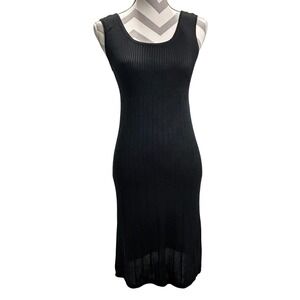 Carole Little Knitwear Silk Knit Black Sleeveless Midi Dress Women's Size S